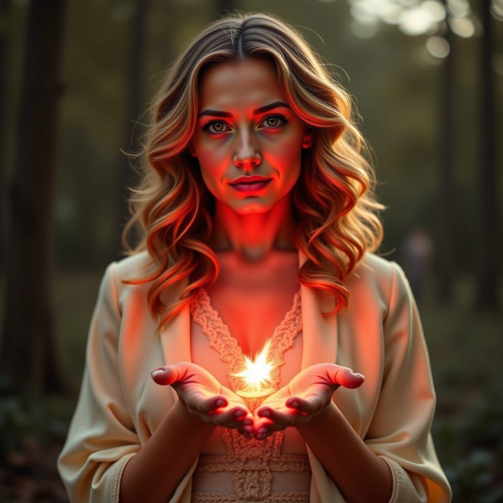 Luminous Priestess Levitating Portrait