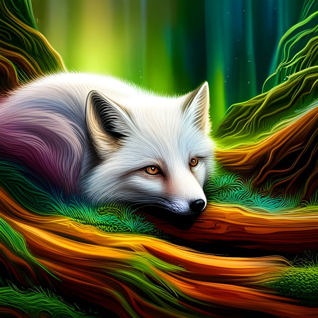 Arctic Fox Under Log: Holographic Cosmic Illustration