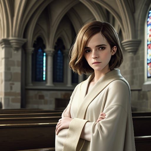 Emma Watson Portrait in Church, Soft Light