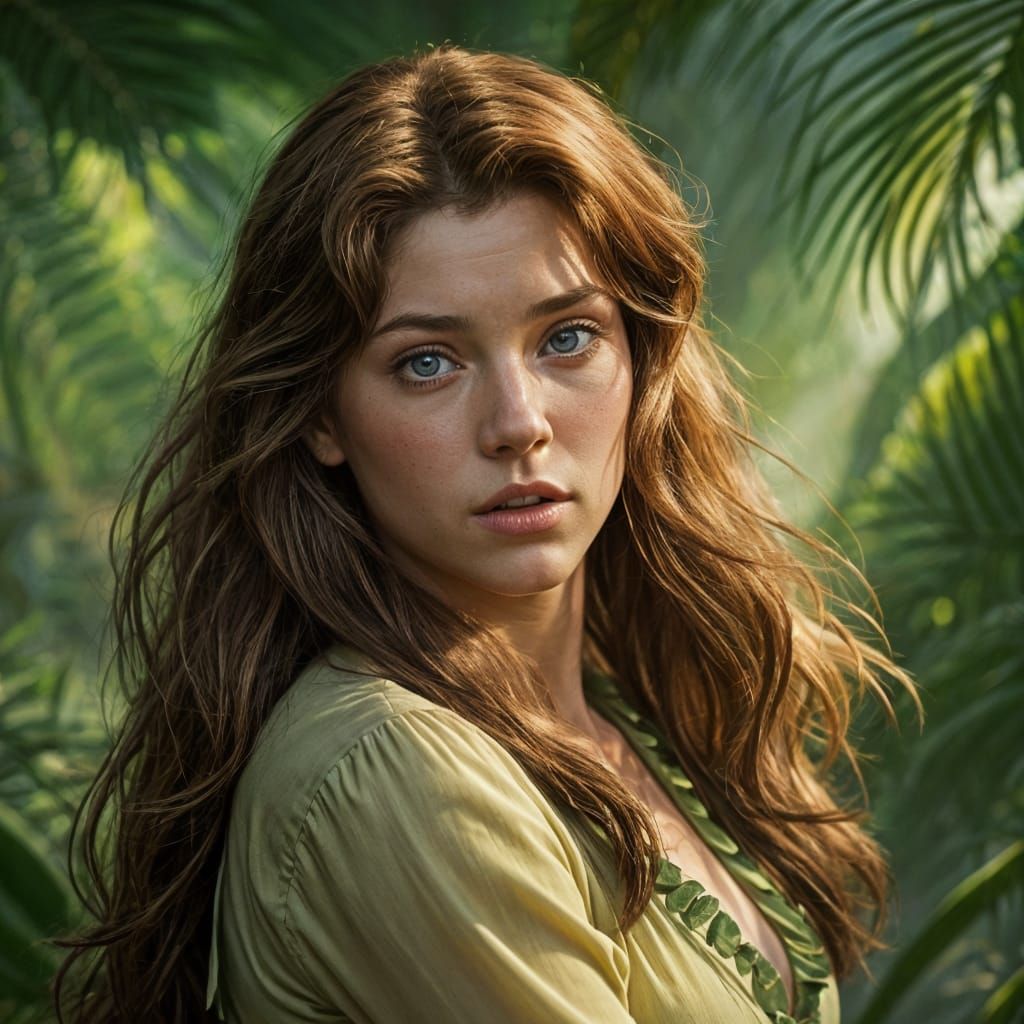 Hyperrealistic Portrait of Jane Porter in Splash Art