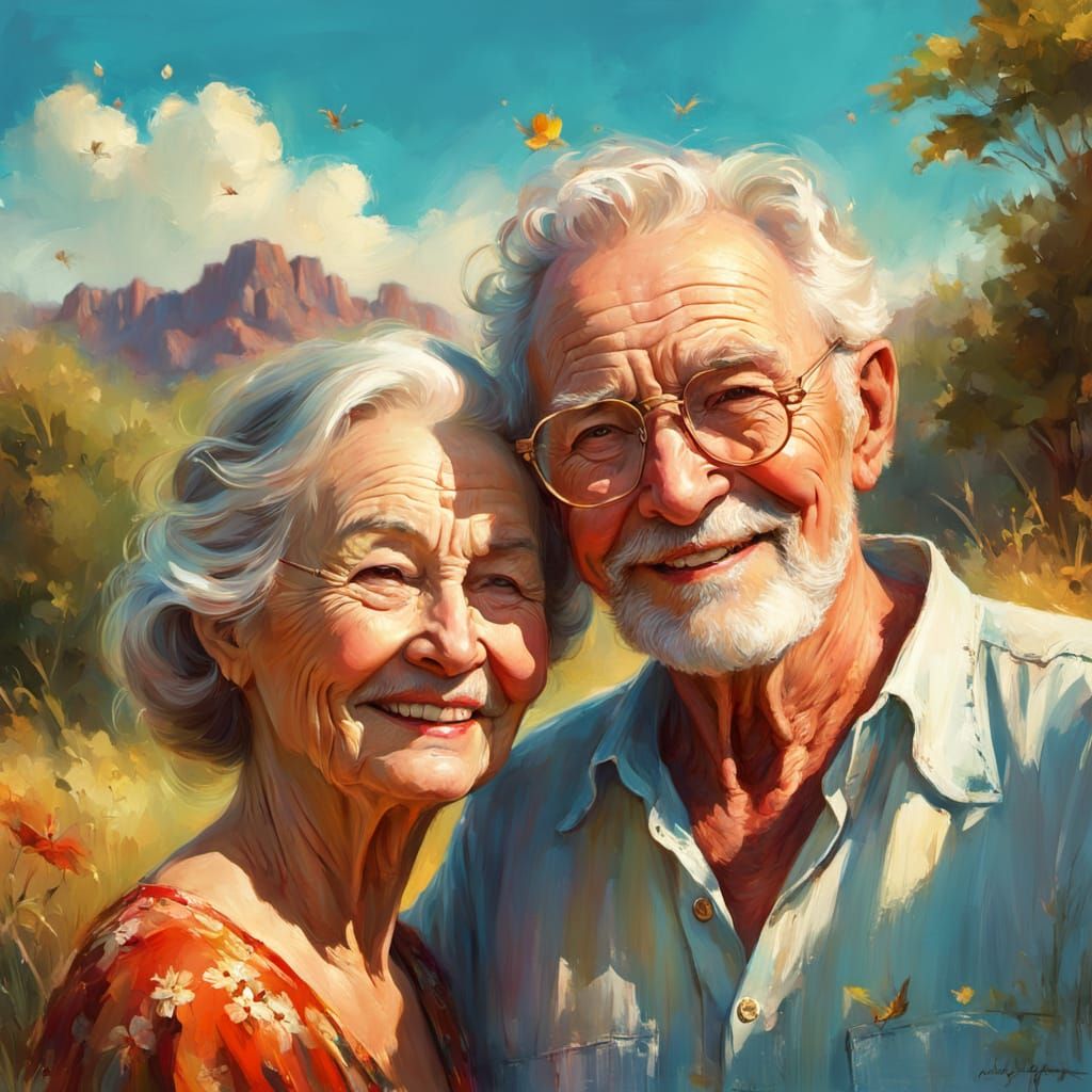 Happy Couple Portrait in Elvgren Style