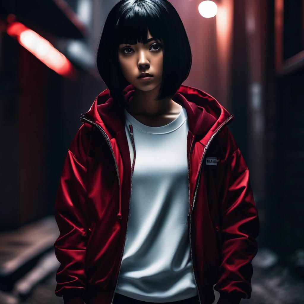 Mysterious Anime Girl Portrait in Dark Fantasy Style