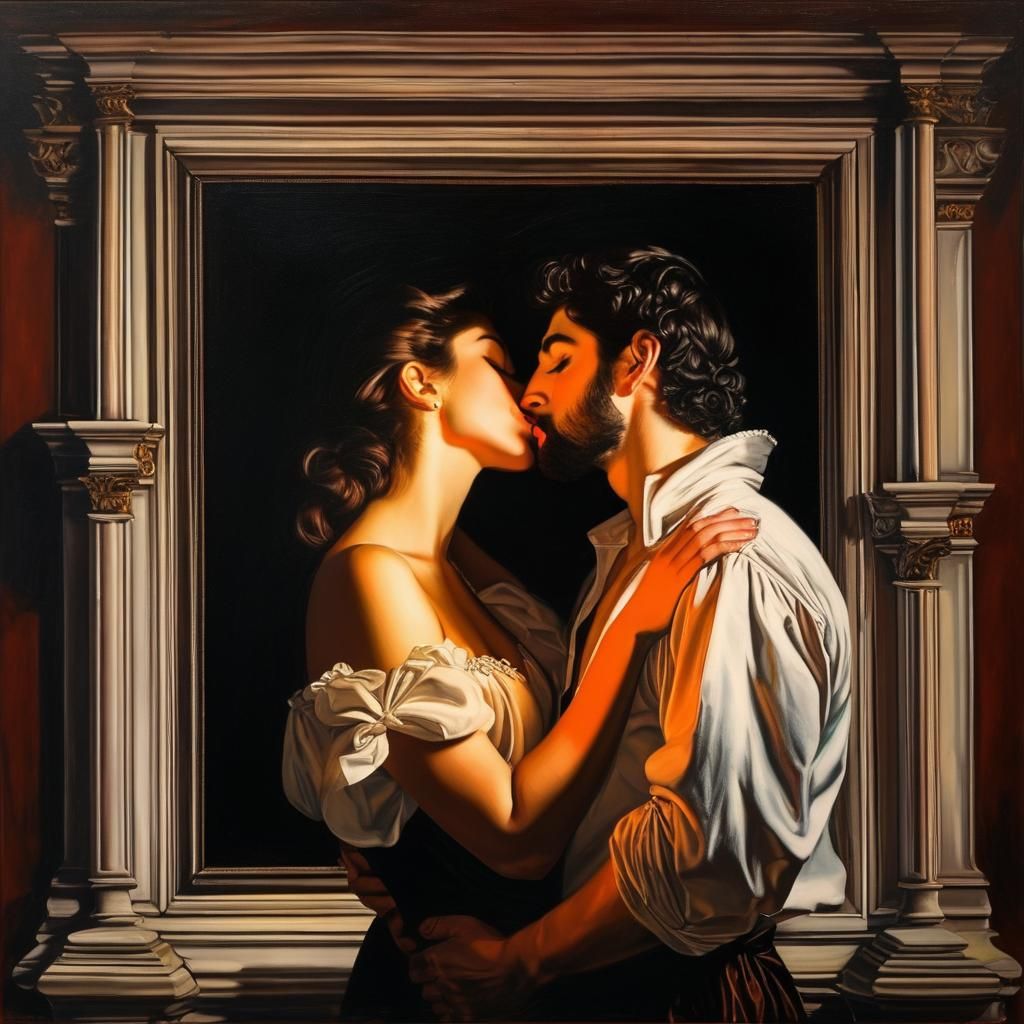 Passionate Kiss in Baroque Style
