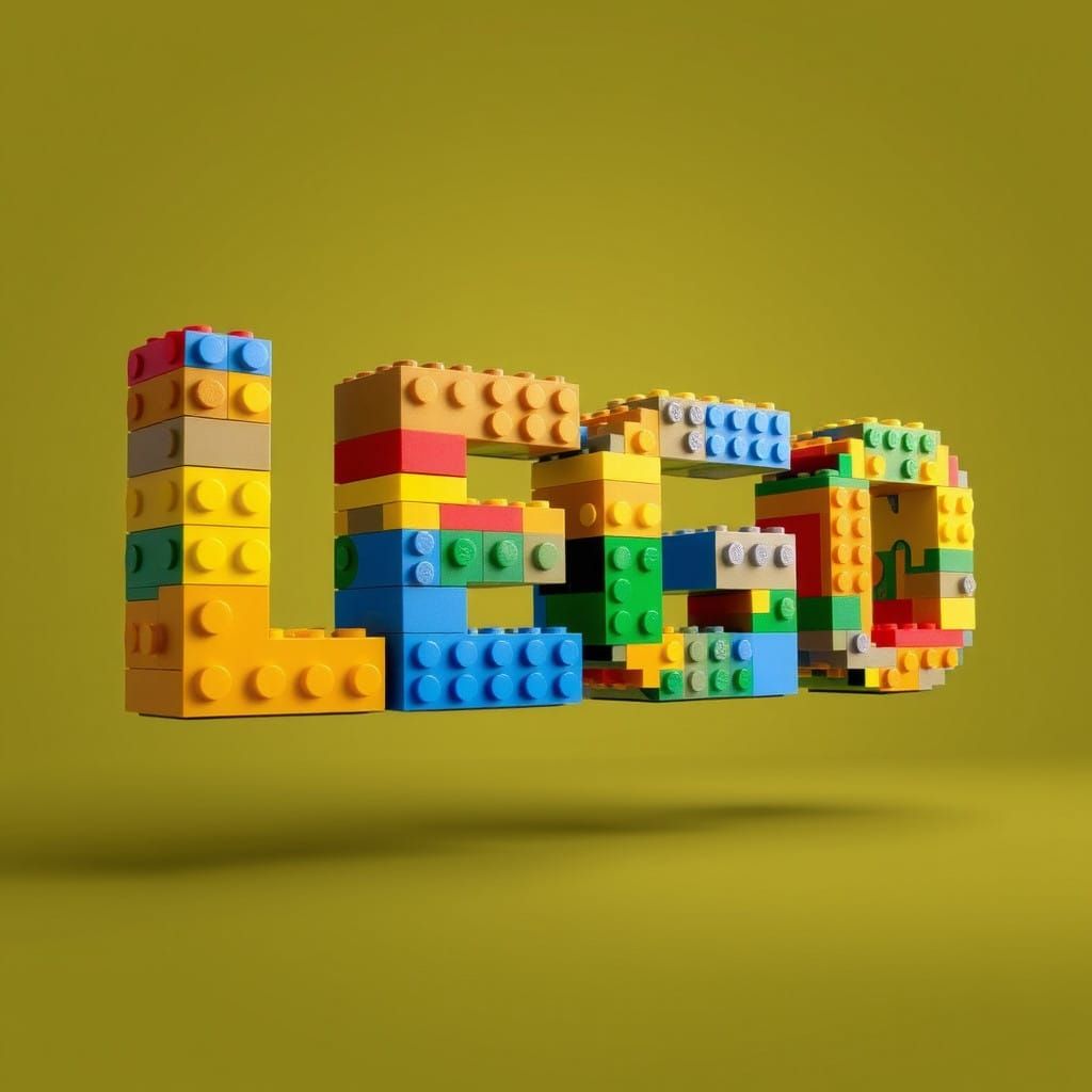 LEGO Word Sculpture in 3D Style with Random Colors