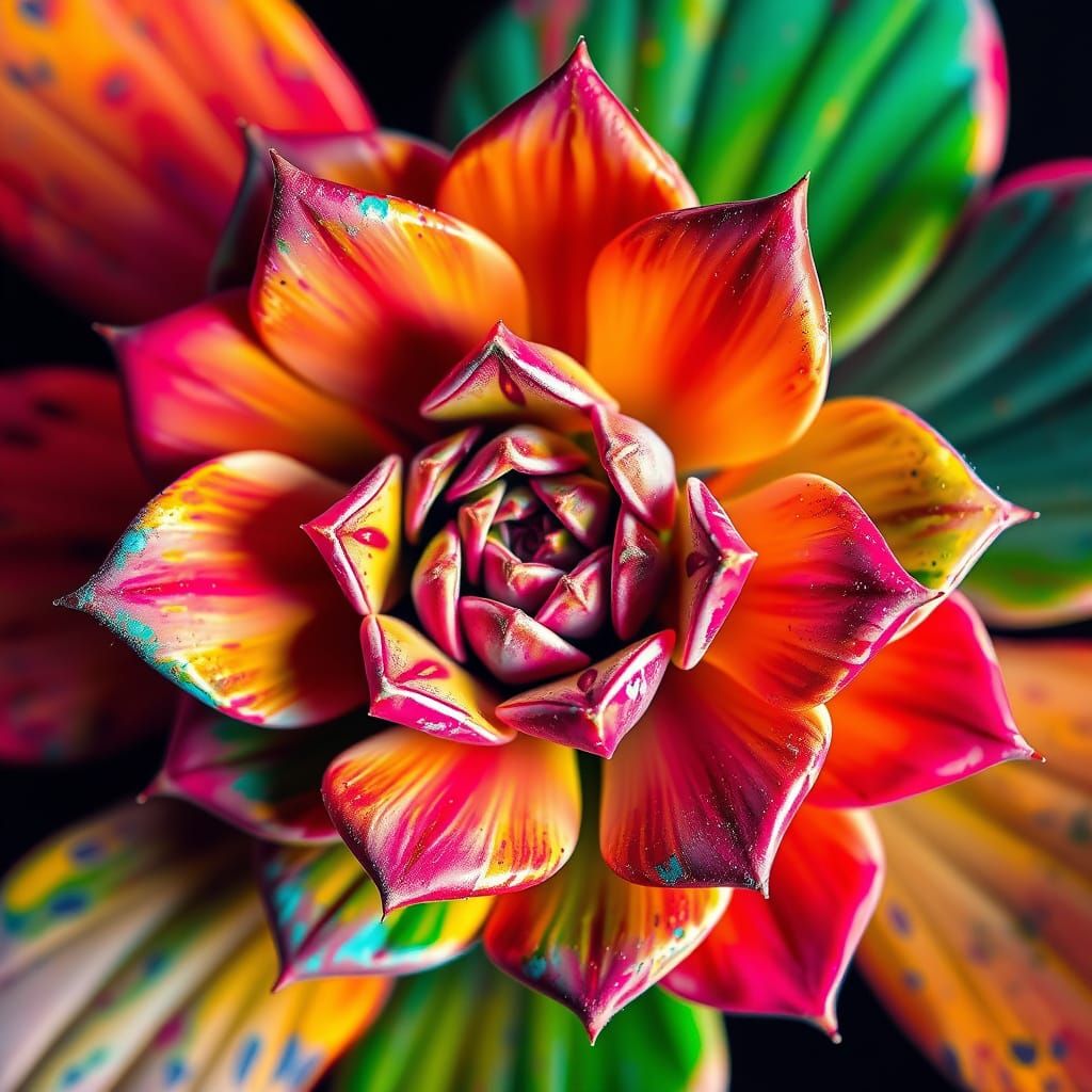Vibrant Fractal Succulent in Street Art Style