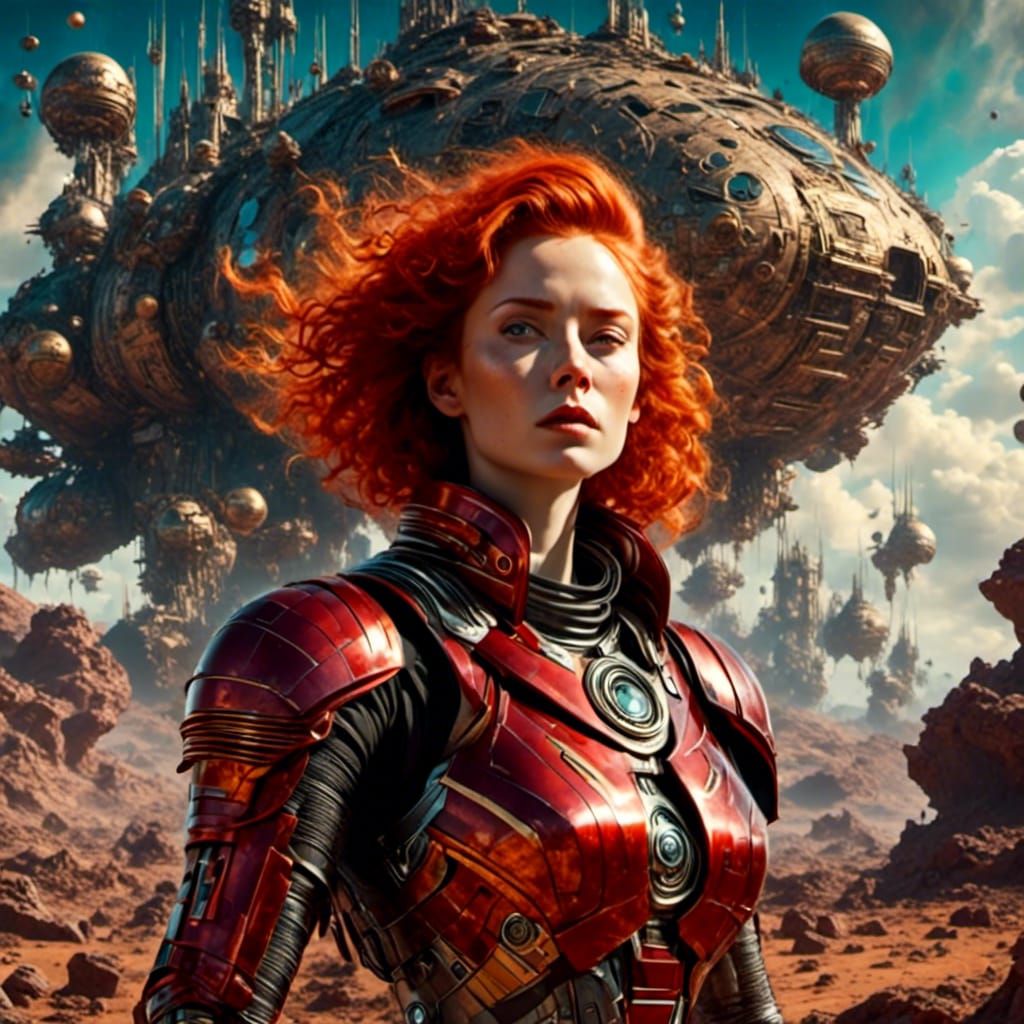 Cybernetic Warrior Leads Army on Rocky Planet