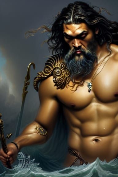 Poseidon Jason Momoa in Rococo Style
