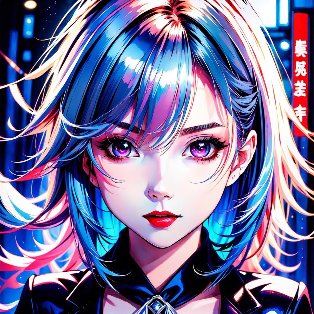 Kawaii Vampire in Grunge Art Style