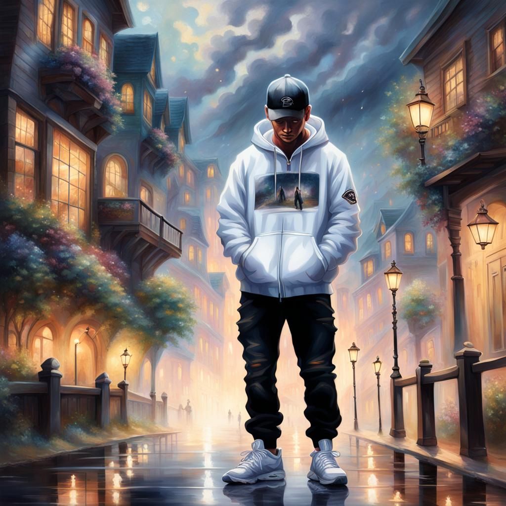 Man in Remorse: Ethereal Fantasy Scene