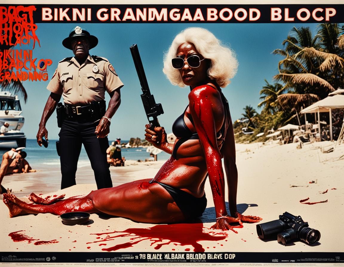 1970s Horror Movie Poster: Bikini Grandma Blood Beach I