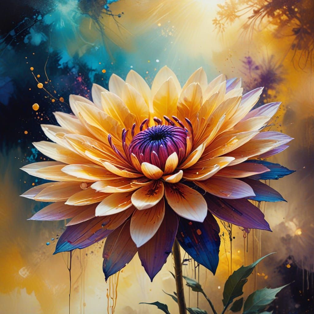 Surreal Close-up of a Flower with Bold Brushstrokes