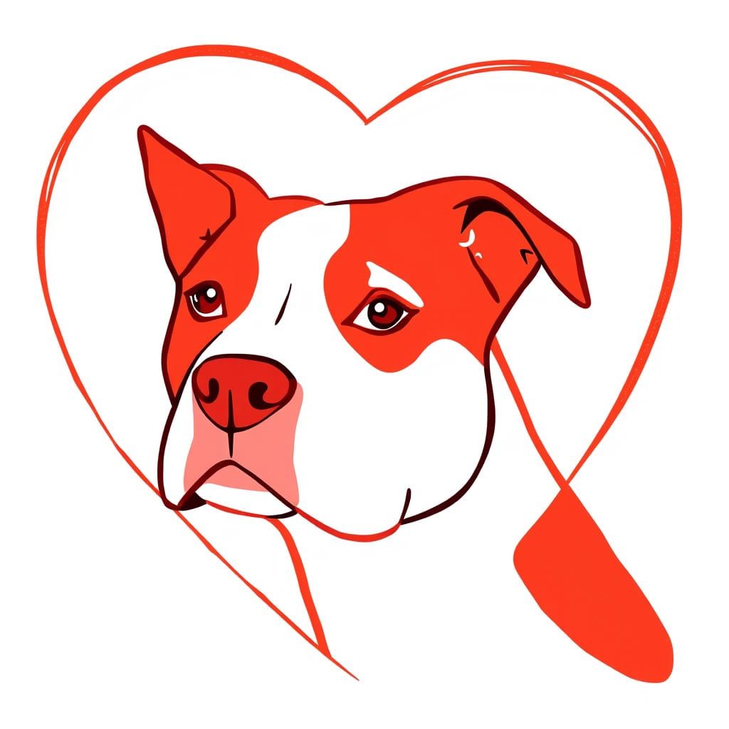 Geometric Pitbull in Heart-Shaped Border