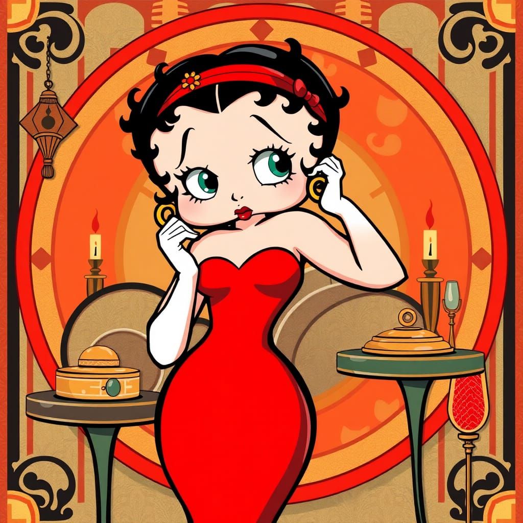 Betty Boop in Art Deco Cartoon Style
