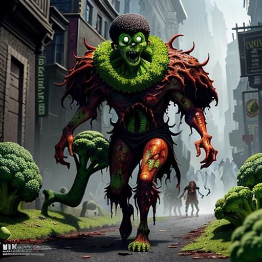 Zombie Broccoli Horde in Claymation Style