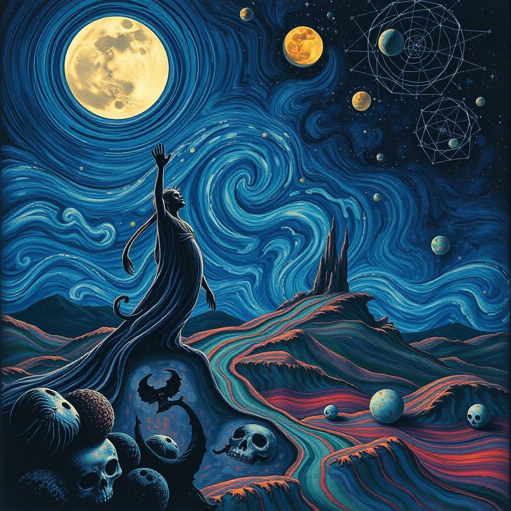 Surreal Figure in Dreamscape, Faded Alcohol Ink Art