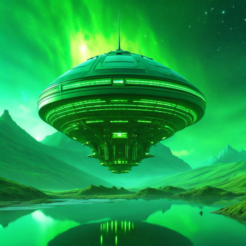 Jade Green Modular Spaceship in Biopunk Style