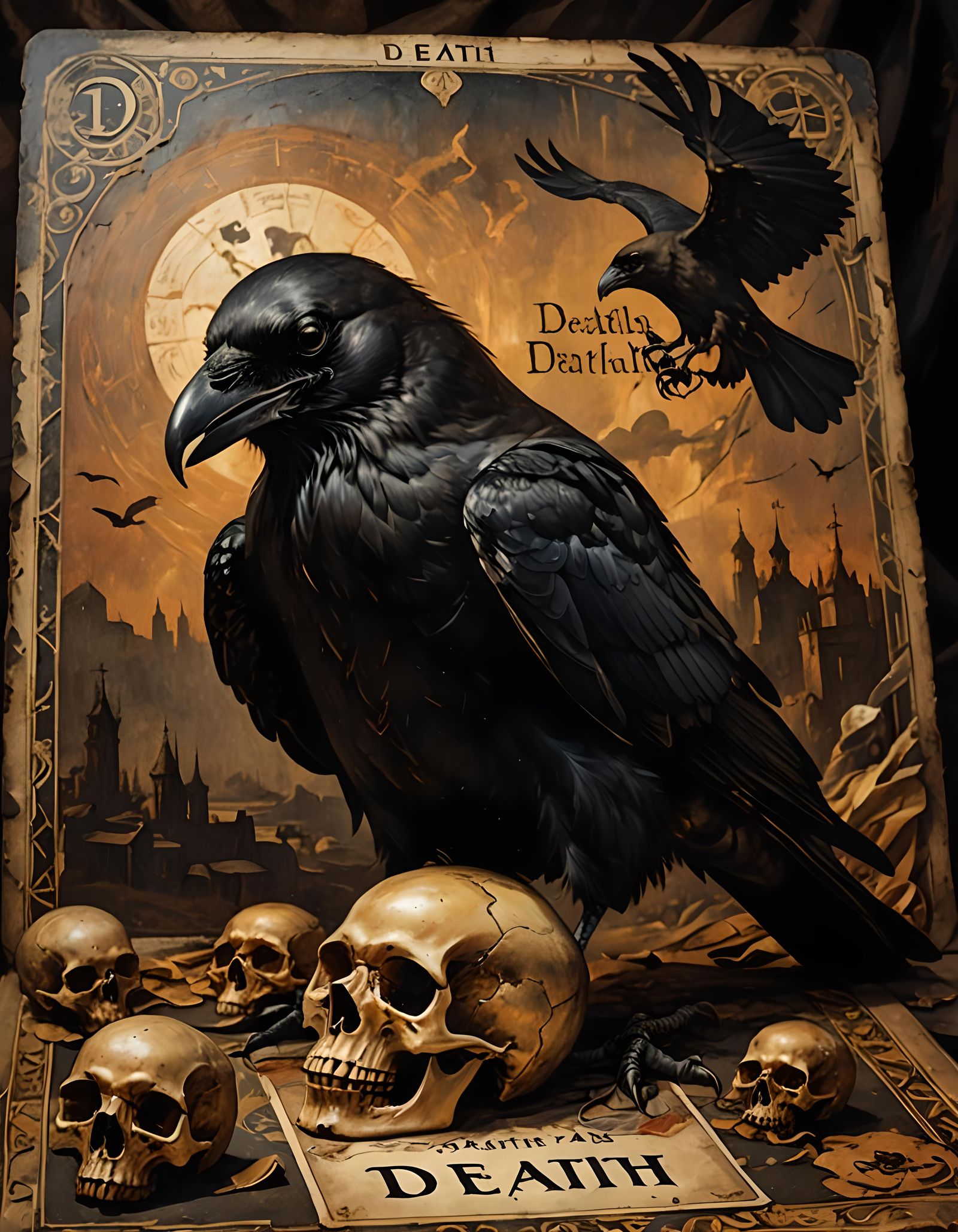 Crow and Skull Still Life in Renaissance Style