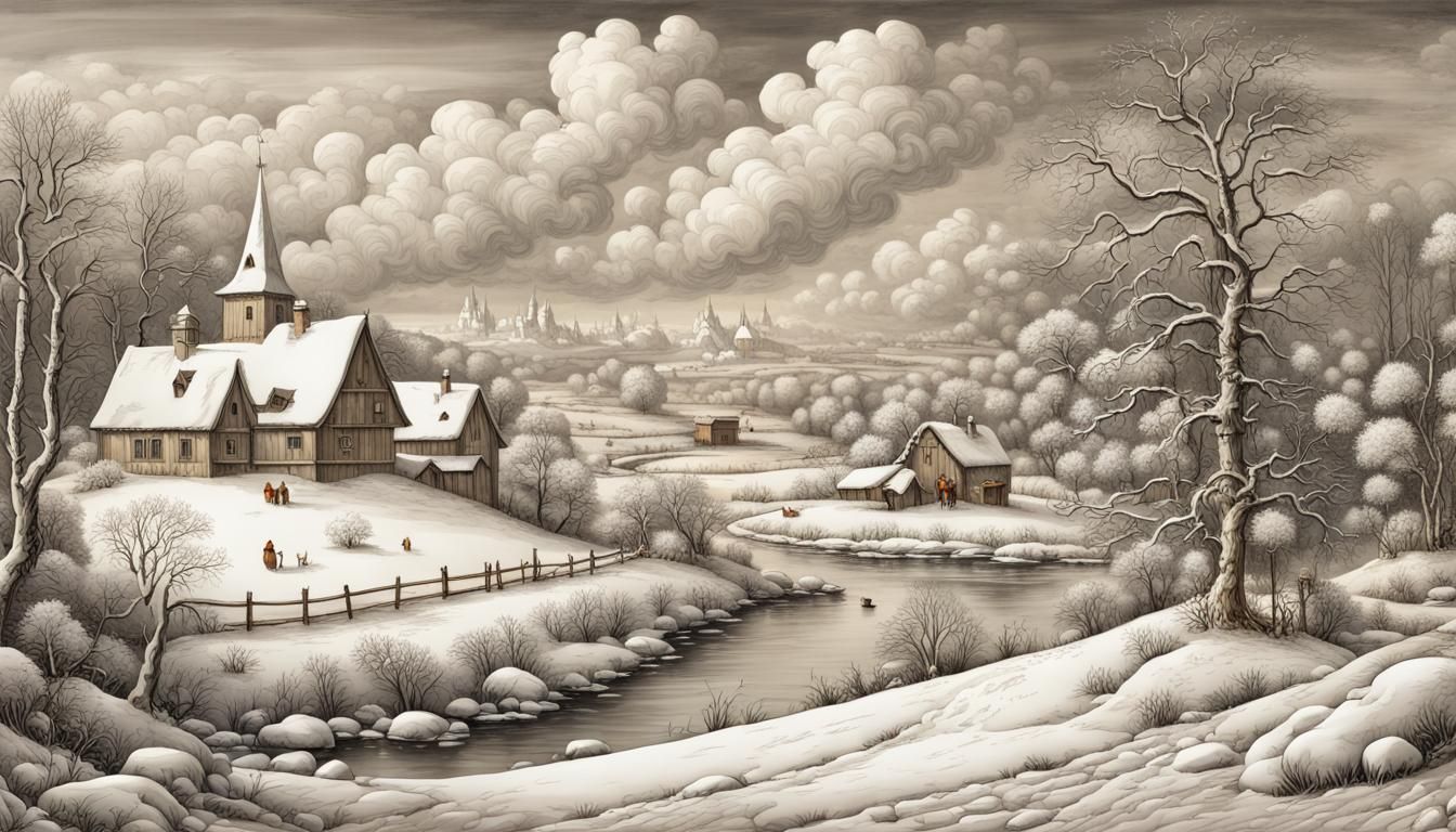 Winter Landscape in Albrecht Dürer Style