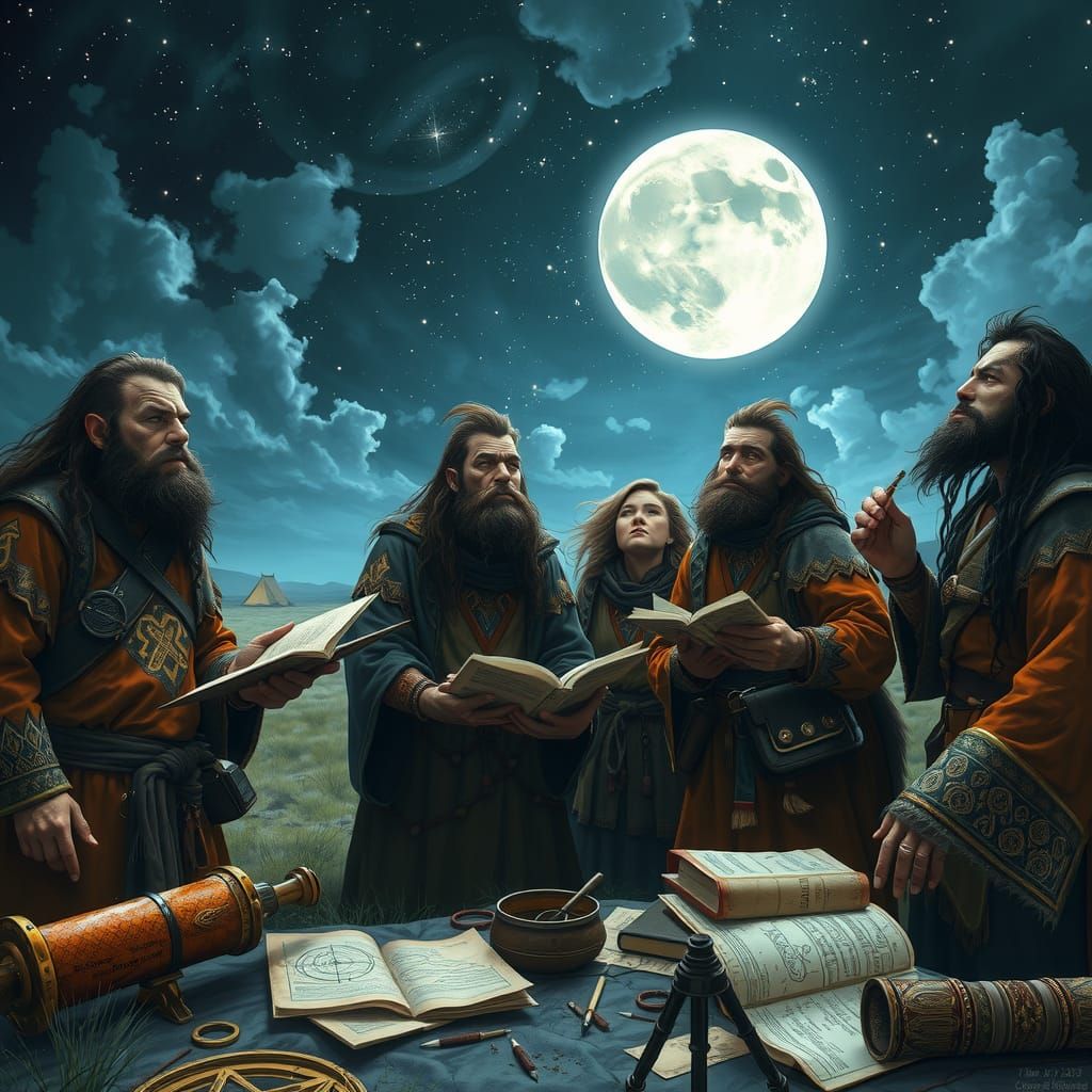 Half-Orc Astronomers Gaze at Starry Sky