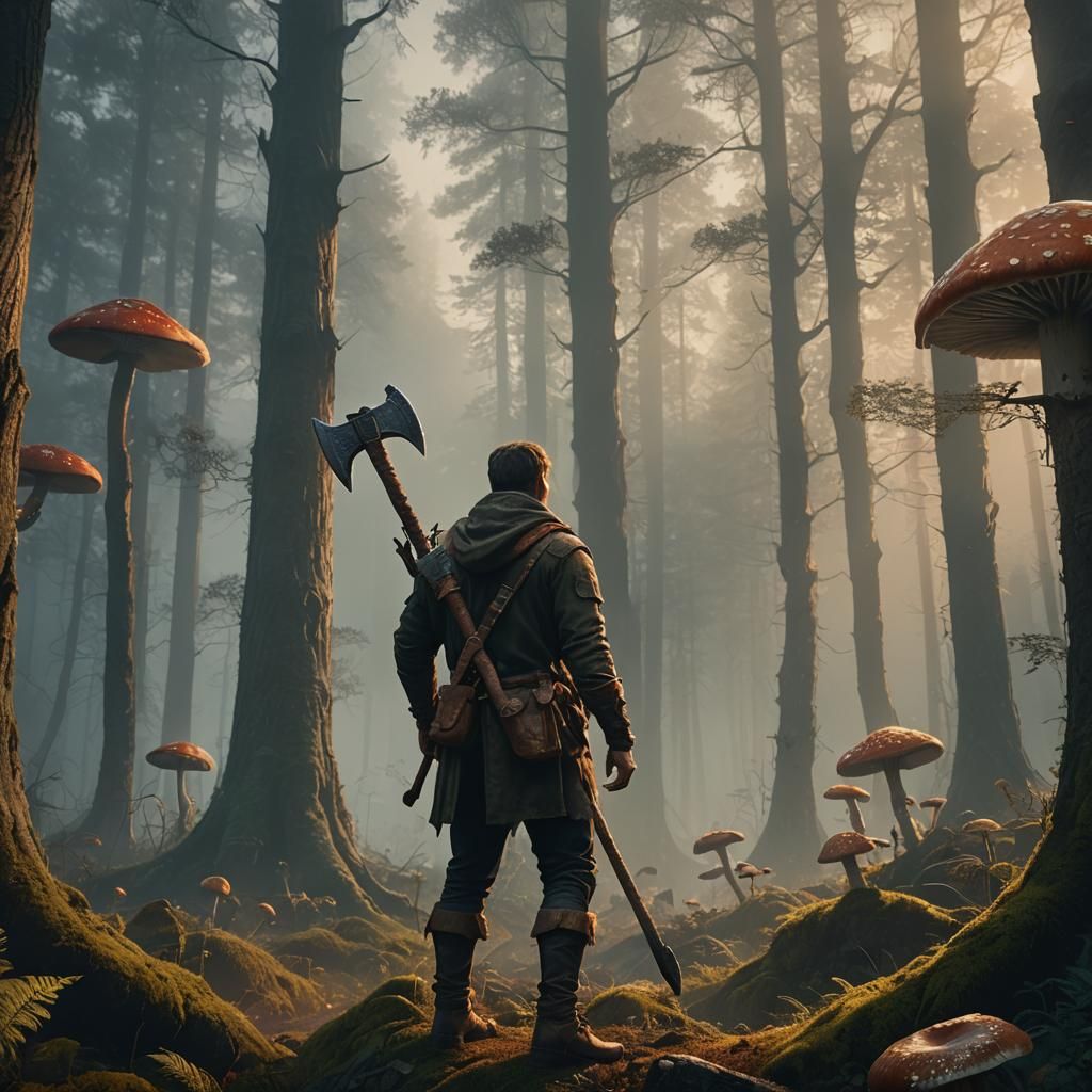 Steve in Mystical Forest, Fantasy Concept Art