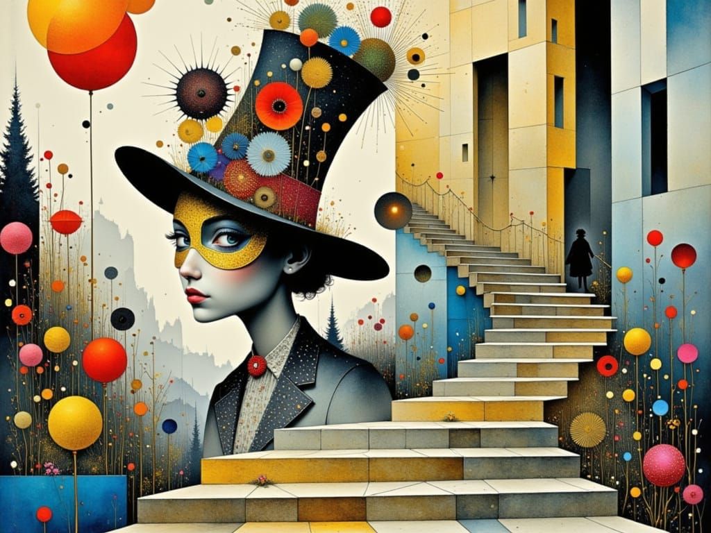 Surreal Wonderland with Escher-Inspired Geometry and Whimsic...