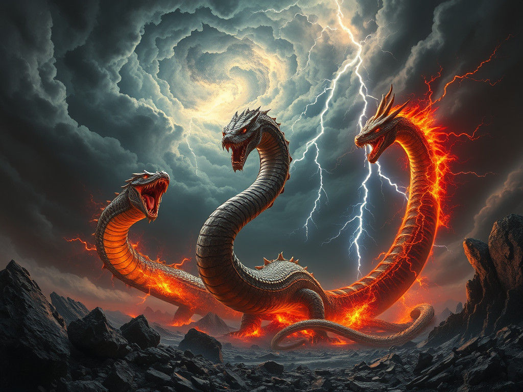 Apocalyptic Serpents of Destruction, Hell, and Lightning