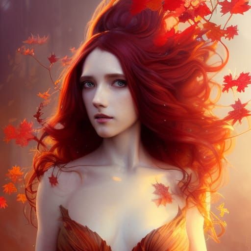 Autumn Goddess Portrait in Hyperdetailed Digital Art