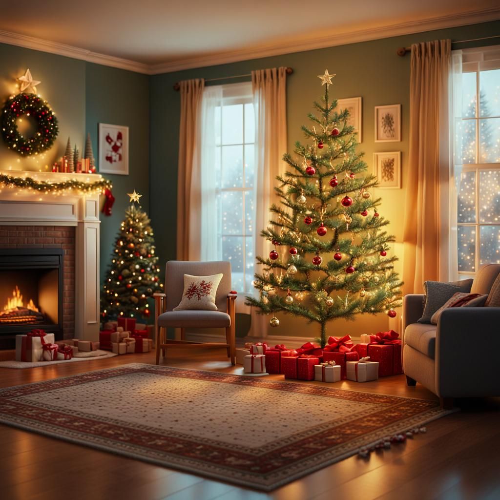 A Cozy Suburban Christmas in Warm Golden Light