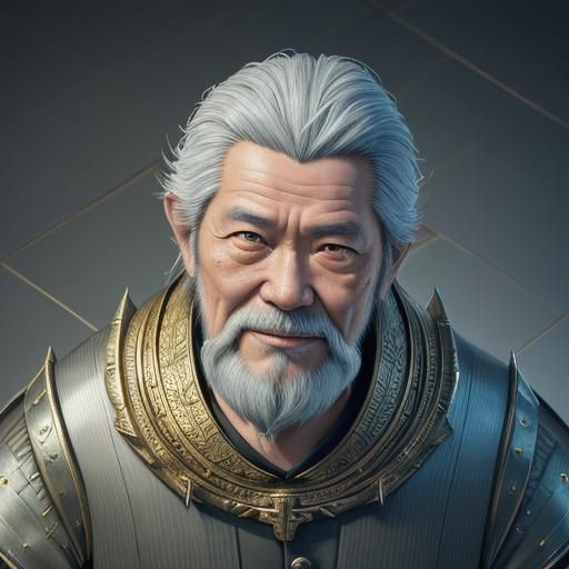Wise Old Man in Tokyo: Hyperrealistic 3D Render