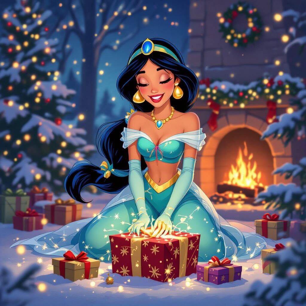 Princess Jasmine in Festive Christmas Attire