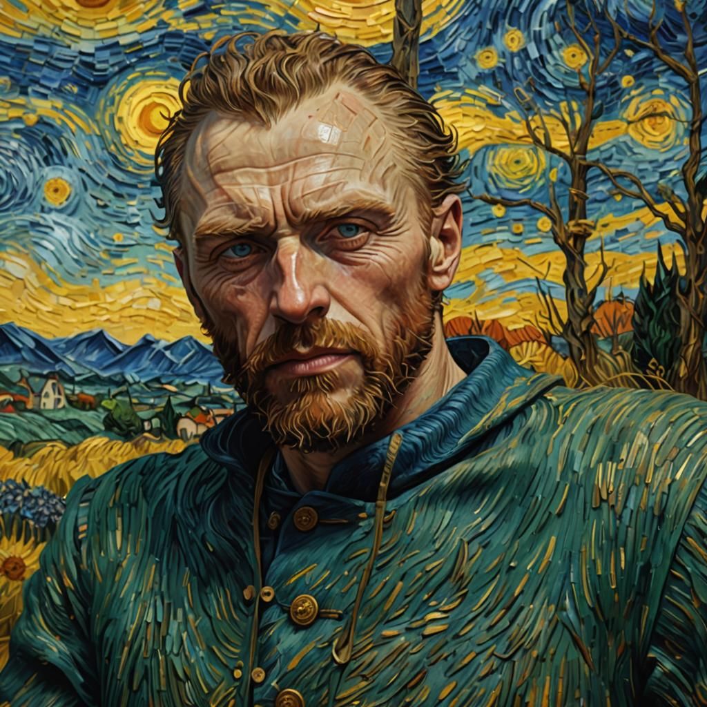 Male portrait in style of Van Gogh