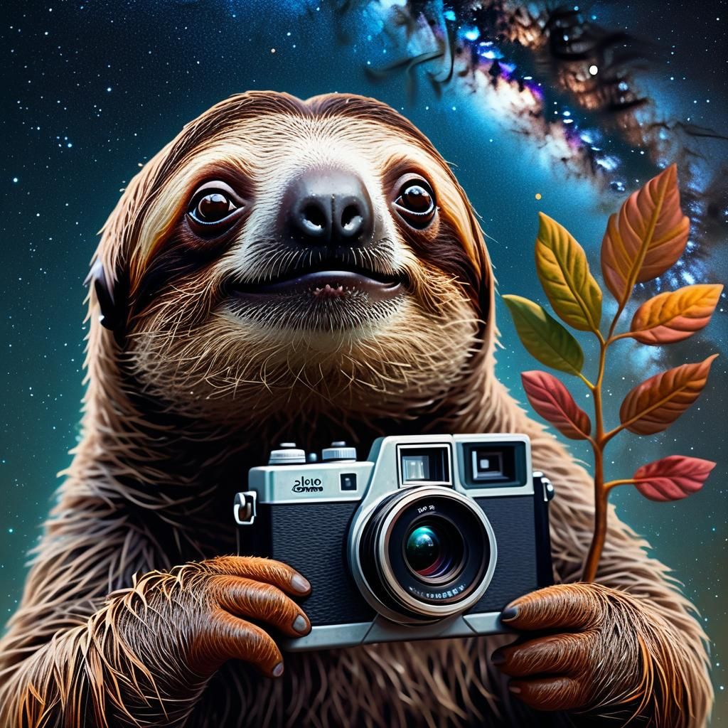 Sloth Captures the Milky Way: Hyperrealistic Concept Art