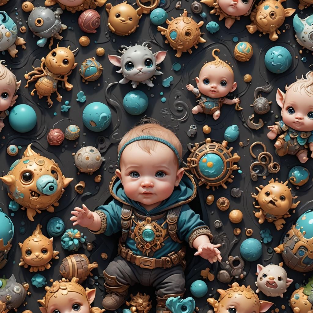 Cute Baby Fantasy Concept Art in Deep Color