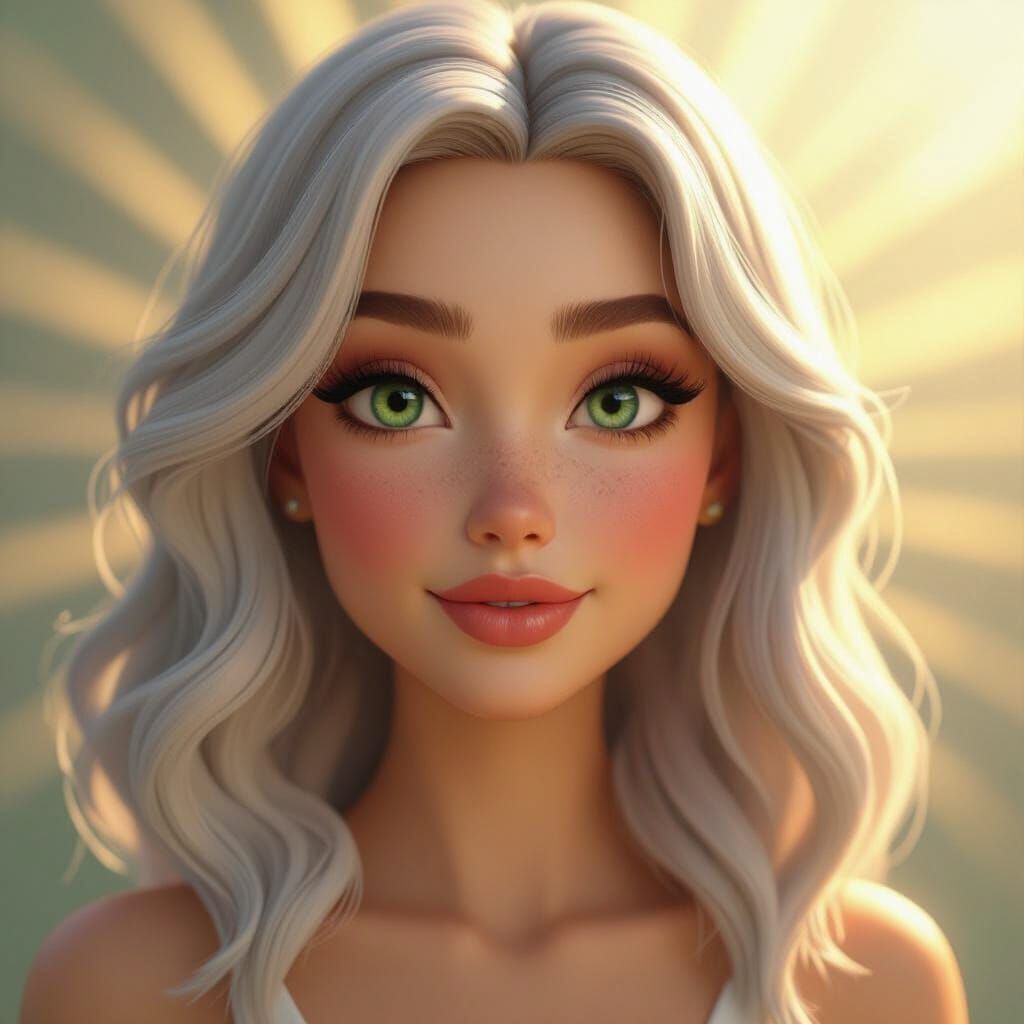 Platinum Beauty: A Pixar-Inspired 3D Portrait