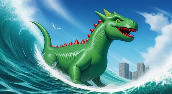 Inflate-a-Zilla Rides a Giant Wave