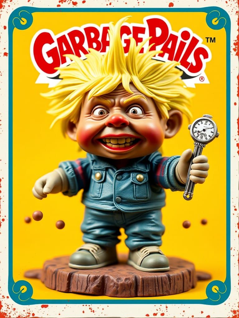 Full screen 3d replica of character from Garbage pail kids trading card