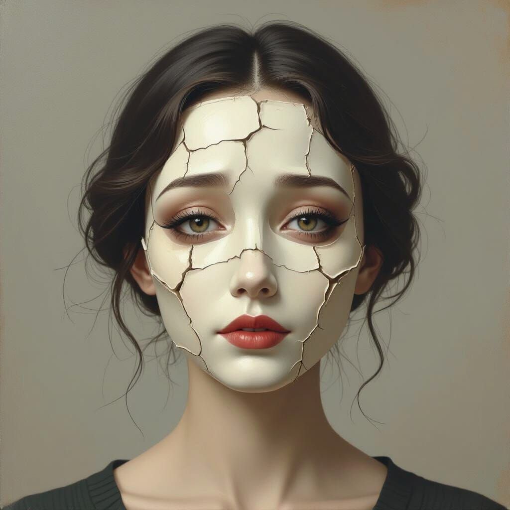 Fragile Mask: A Portrait of Hidden Sorrow