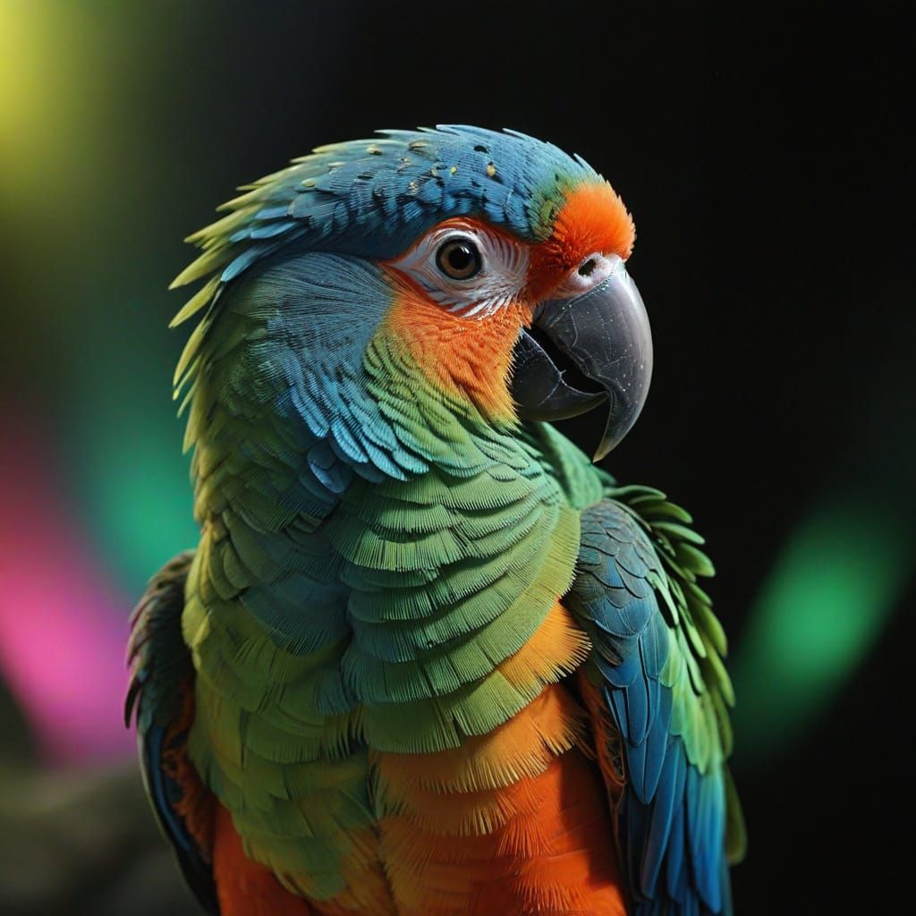 Vibrant Parrot Under Northern Lights