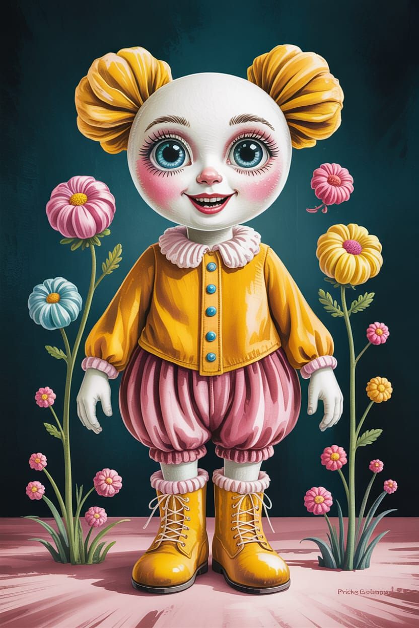 Gorgeously Golden Velvet Happy Things in Huge Cute Boots