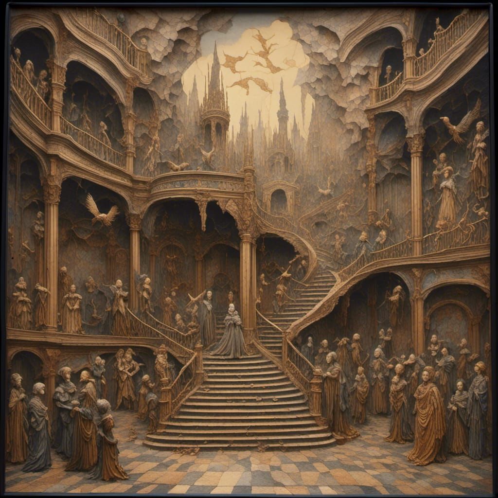 Spooky Antique Shop Watercolor with Gothic Elements