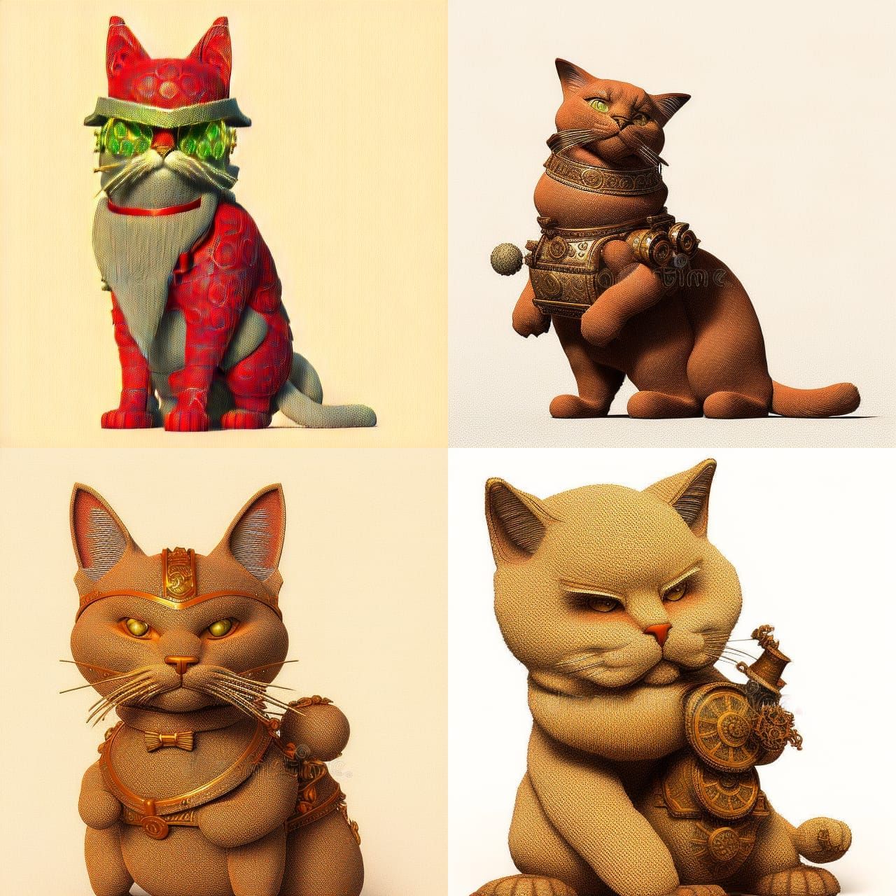 Steampunk Santa Cat in Rockwell Style