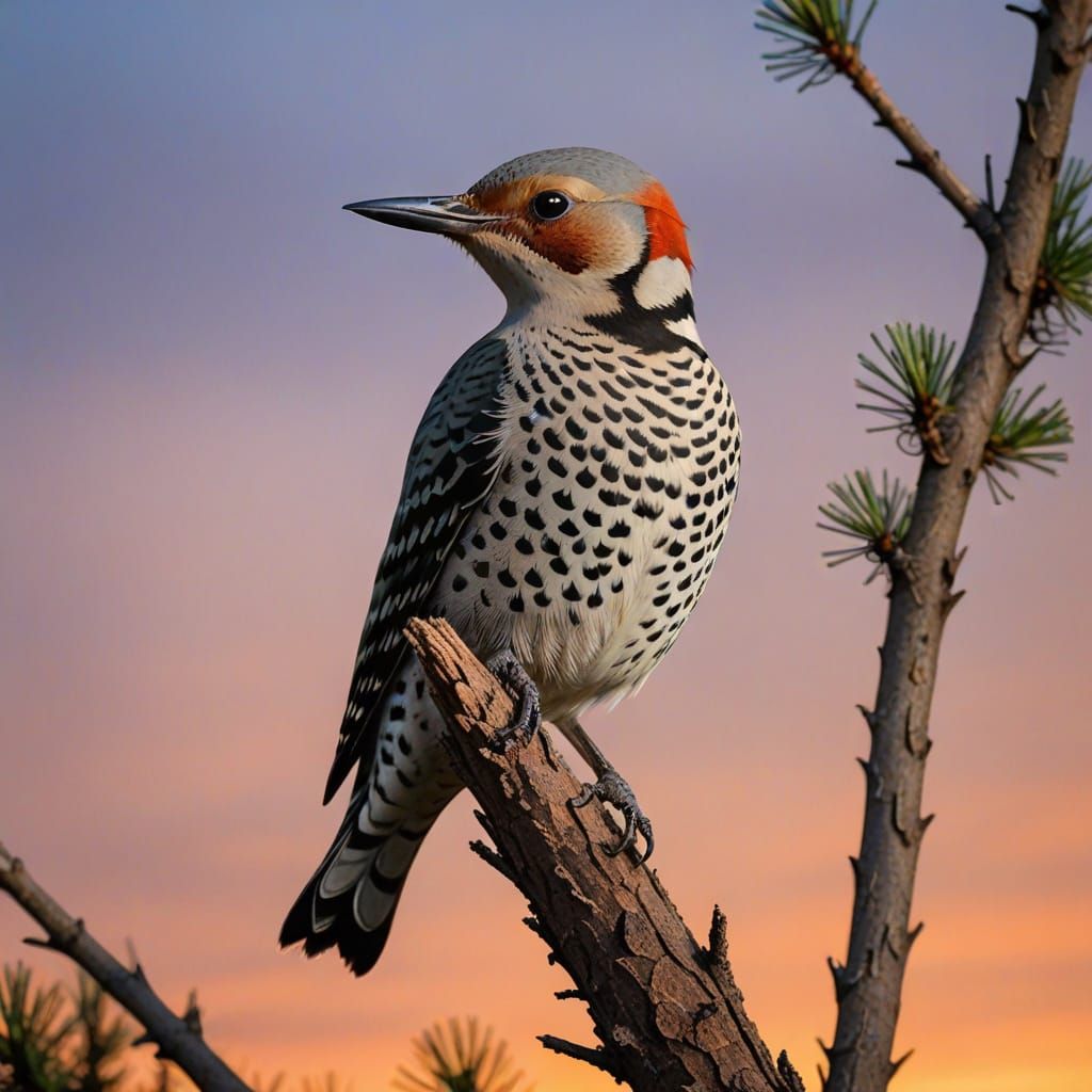 Northern Flicker in Vibrant Sunset Hues