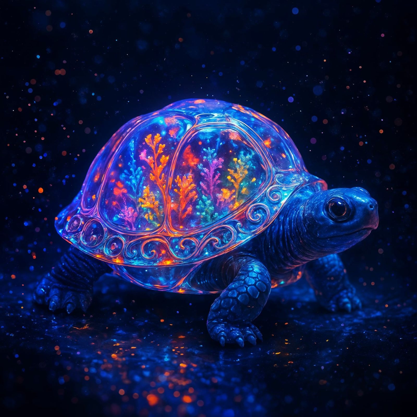 Bioluminescent Turtle Shell Terrarium: Fantasy Art