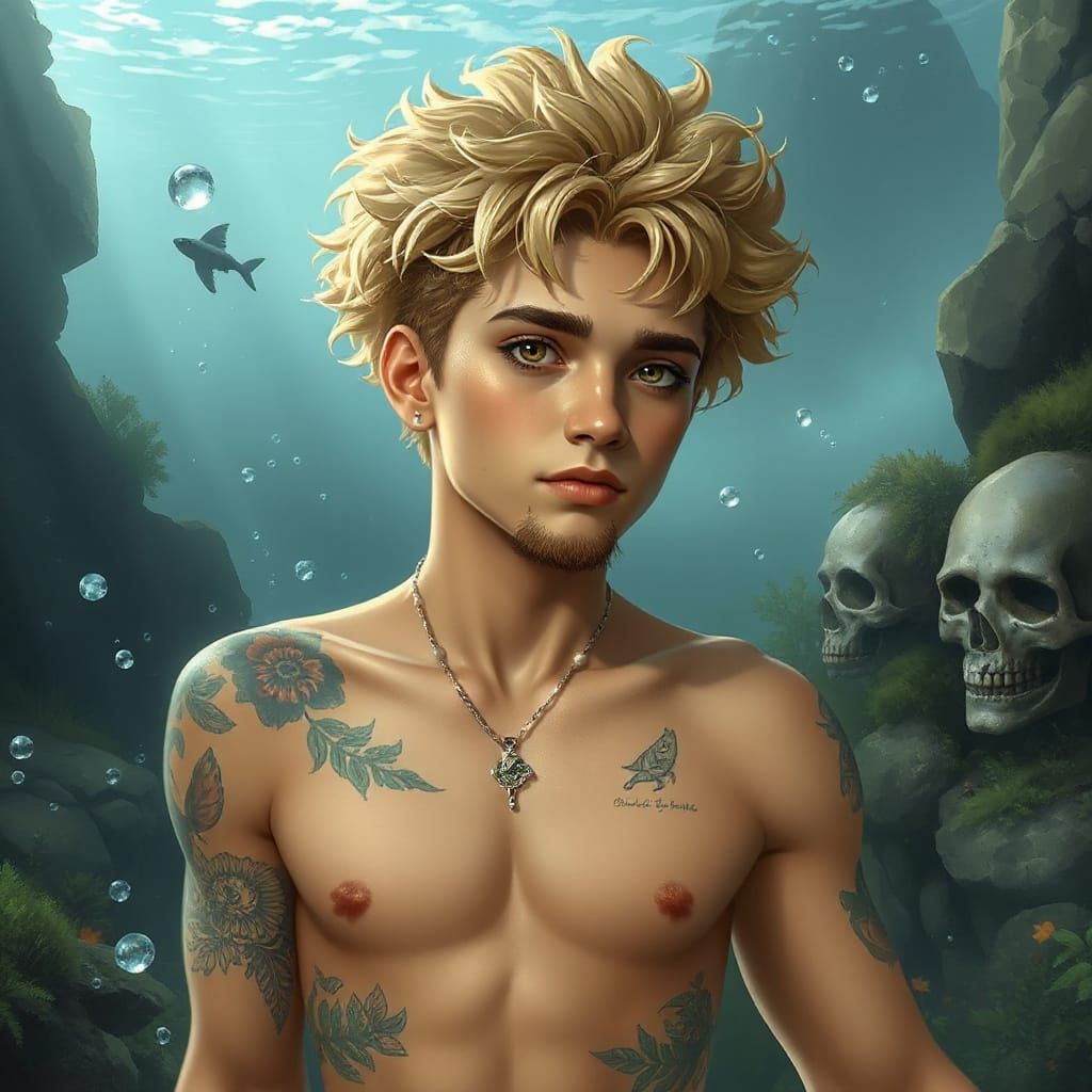 Ethereal Emo Youth in Fantasy Realm