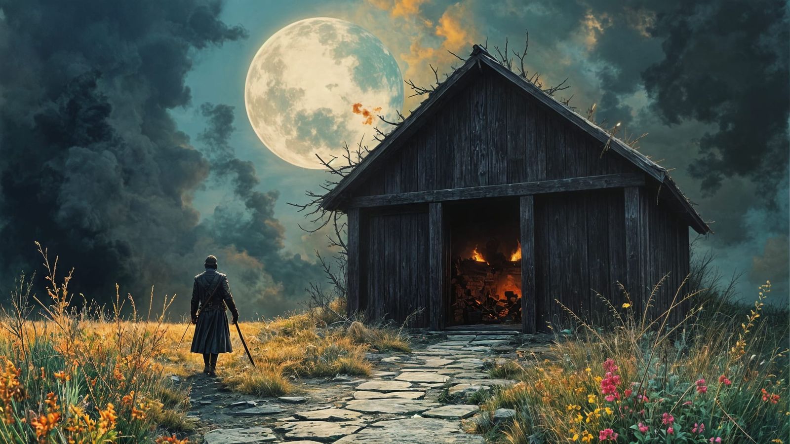 Adventurer Explores Haunted Farm in Realistic Comic Style