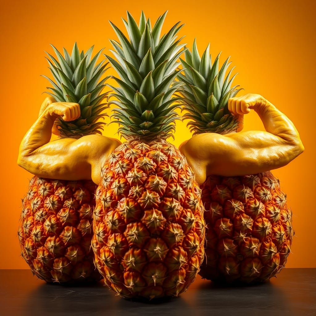 Muscular Pineapples Flex in Exotic Tropical Landscape
