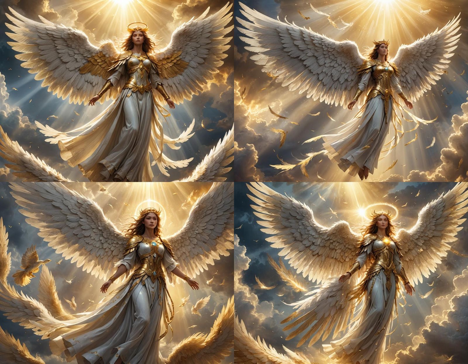 Majestic Six-Winged Angel in Golden Light