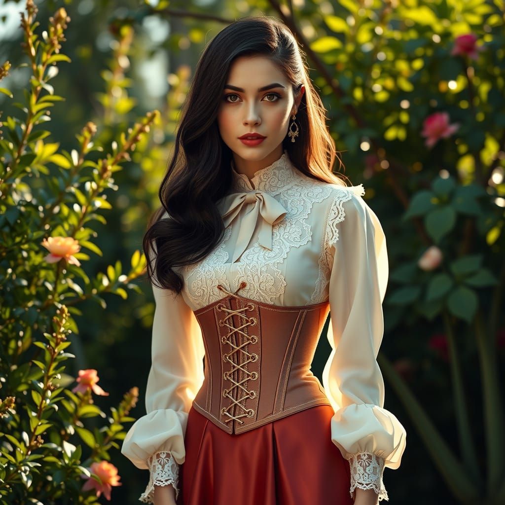 Ethereal Lady in 19th-Century European Opulence