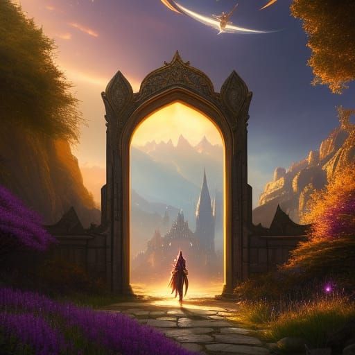 Golden Portal to a Magical Fantasy World