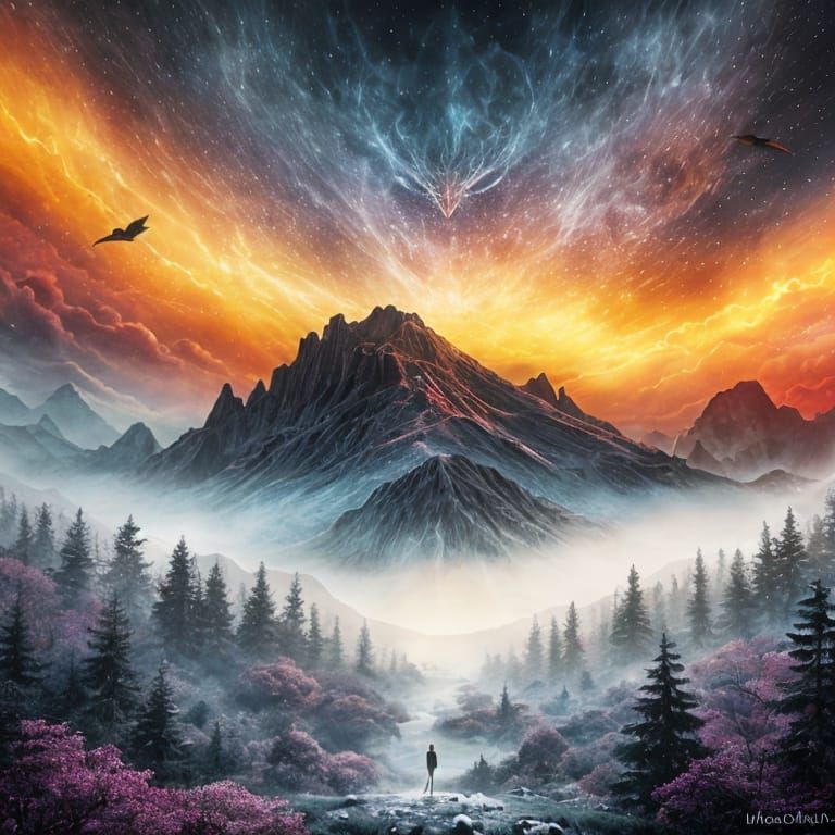 Alien Encounter in Futuristic Landscape with Bioluminescent ...